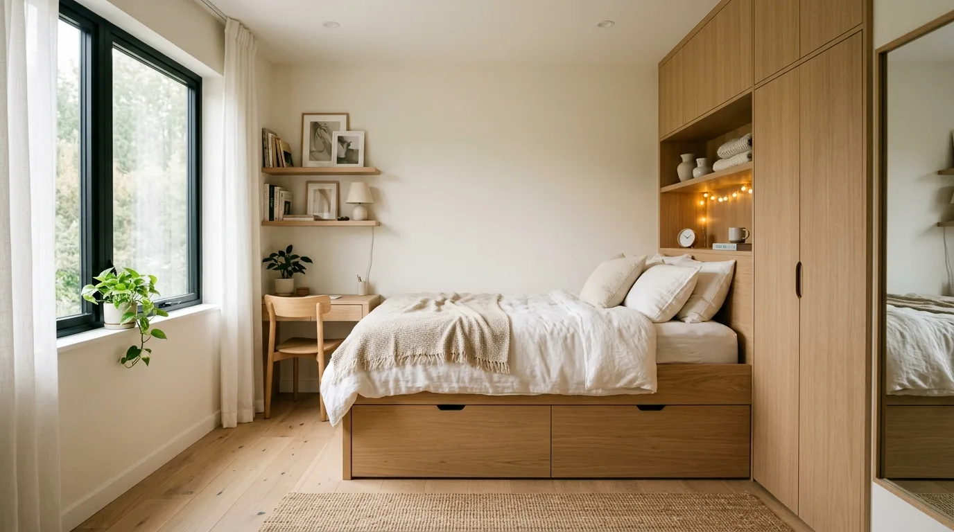 Finish with a bedroom that feels cozy not cramped inspiration for a small bedroom.